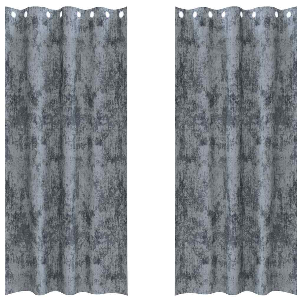 Samtvorhänge mit Vorhängen 2 pcs Silber Grau 225 x 140 cm Samt