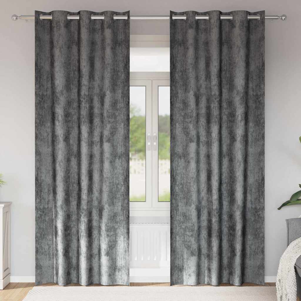 Velvet Curtains with Drapes 2 pcs Grey 260 x 140 cm Velvet