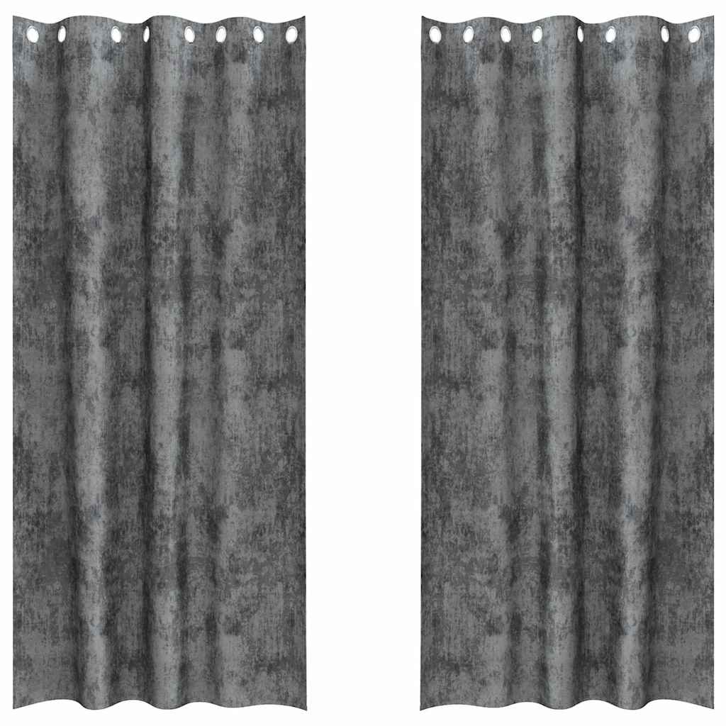 Velvet Curtains with Drapes 2 pcs Grey 260 x 140 cm Velvet