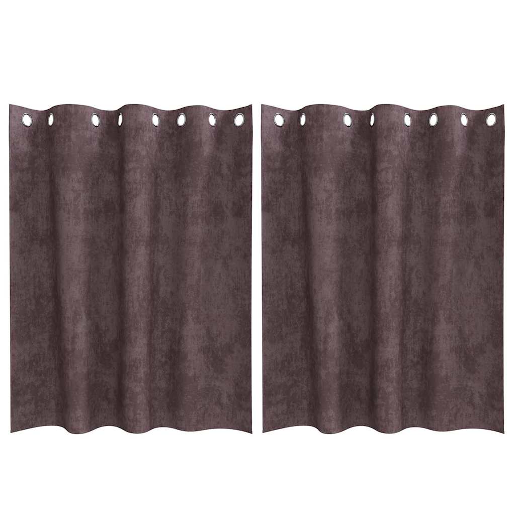 Samtvorhänge mit Vorhängen 2 pcs Braun 140 x 140 cm Samt