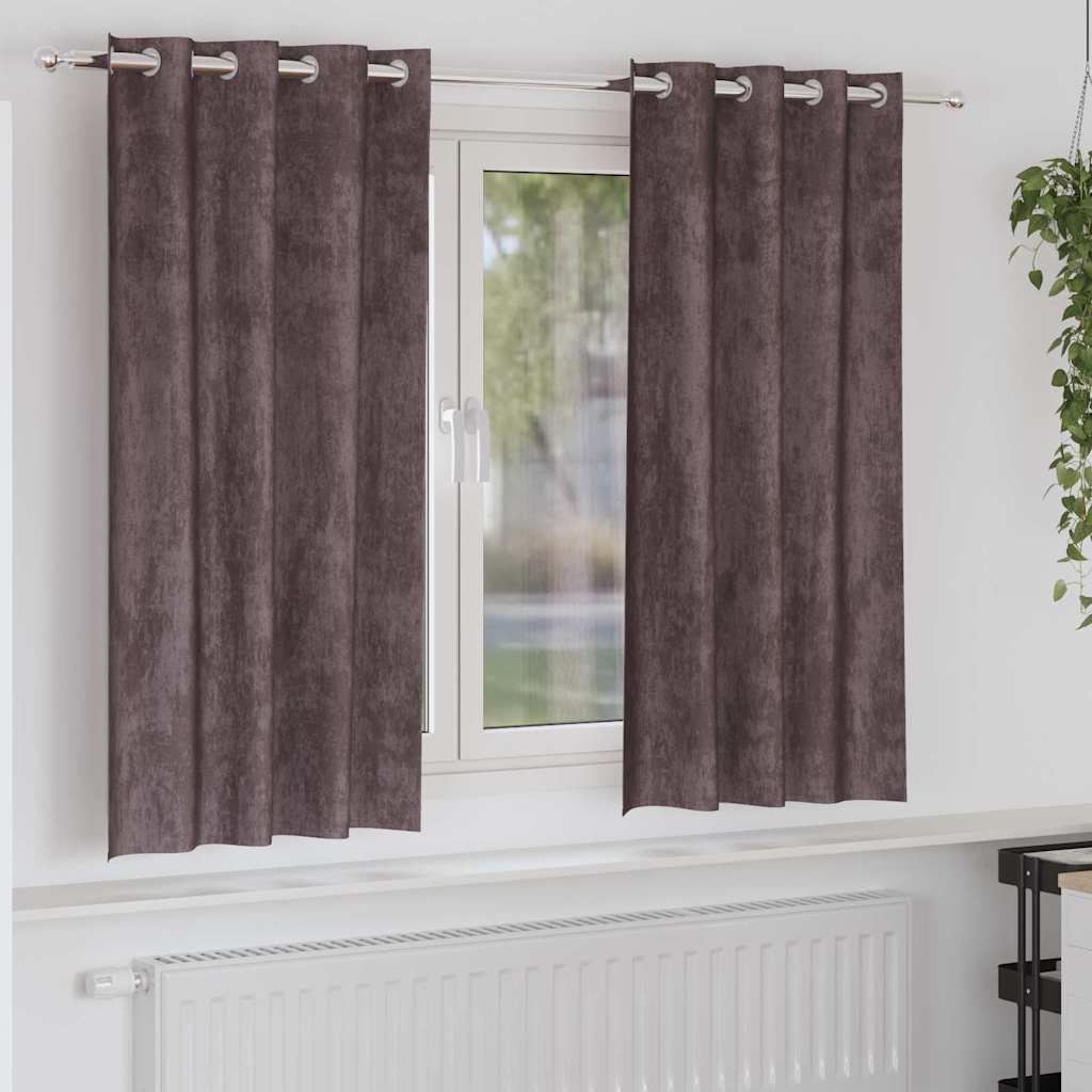 Rideaux en velours avec rideaux 2 pcs marron 175 x 140 cm Velours