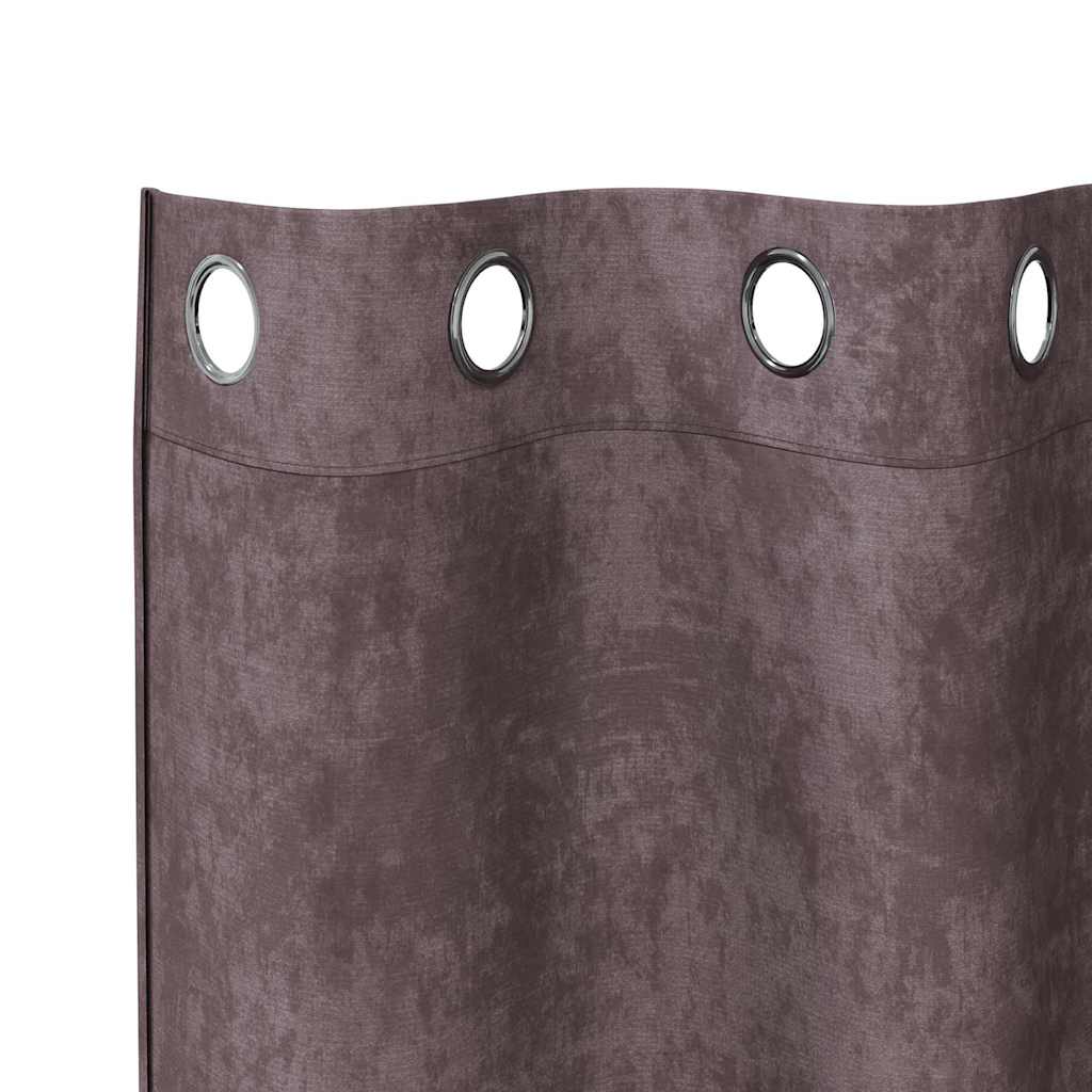 Rideaux en velours avec embrasses 2 pcs Marron 225 x 140 cm Velours