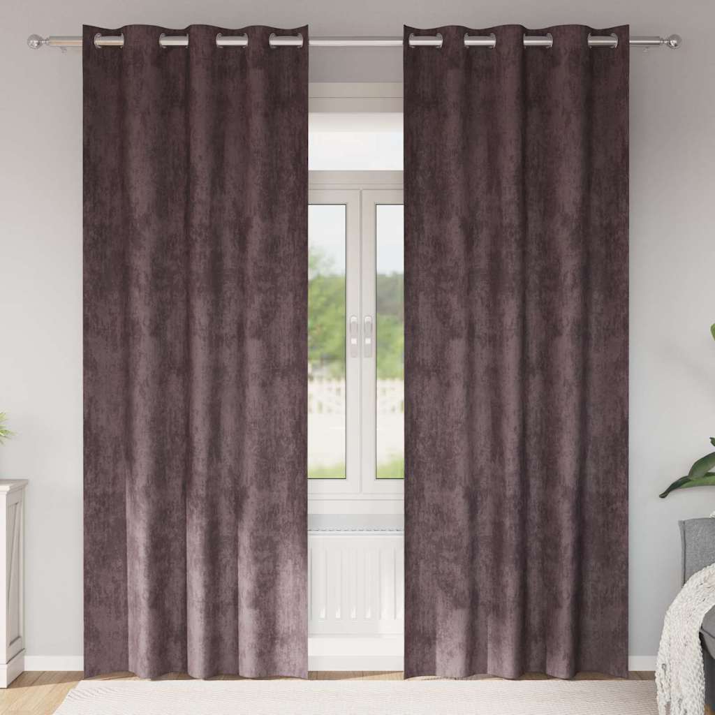 Samtvorhänge mit Vorhängen 2 pcs Braun 245 x 140 cm Samt