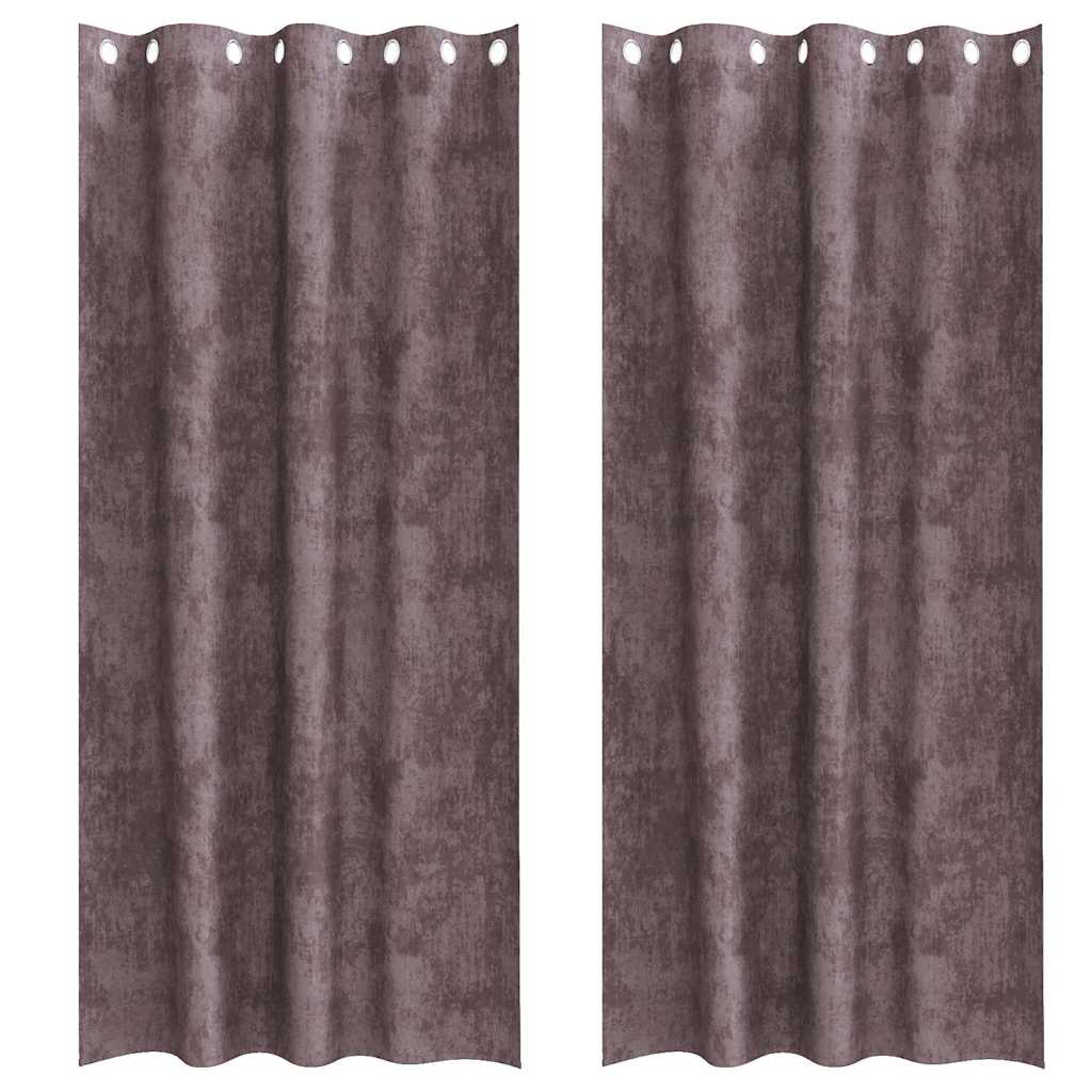Samtvorhänge mit Vorhängen 2 pcs Braun 245 x 140 cm Samt