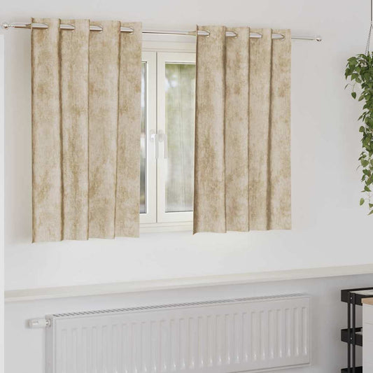 Samtvorhänge mit Vorhängen 2 pcs Creme 140 x 140 cm Samt