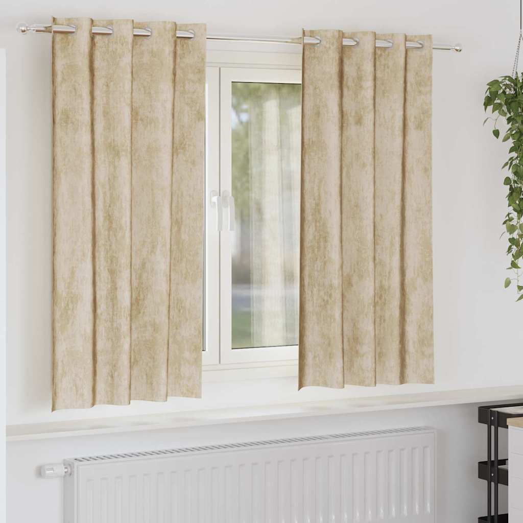 Samtvorhänge mit Vorhängen 2 pcs Creme 175 x 140 cm Samt