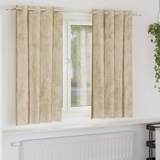 Samtvorhänge mit Vorhängen 2 pcs Creme 175 x 140 cm Samt
