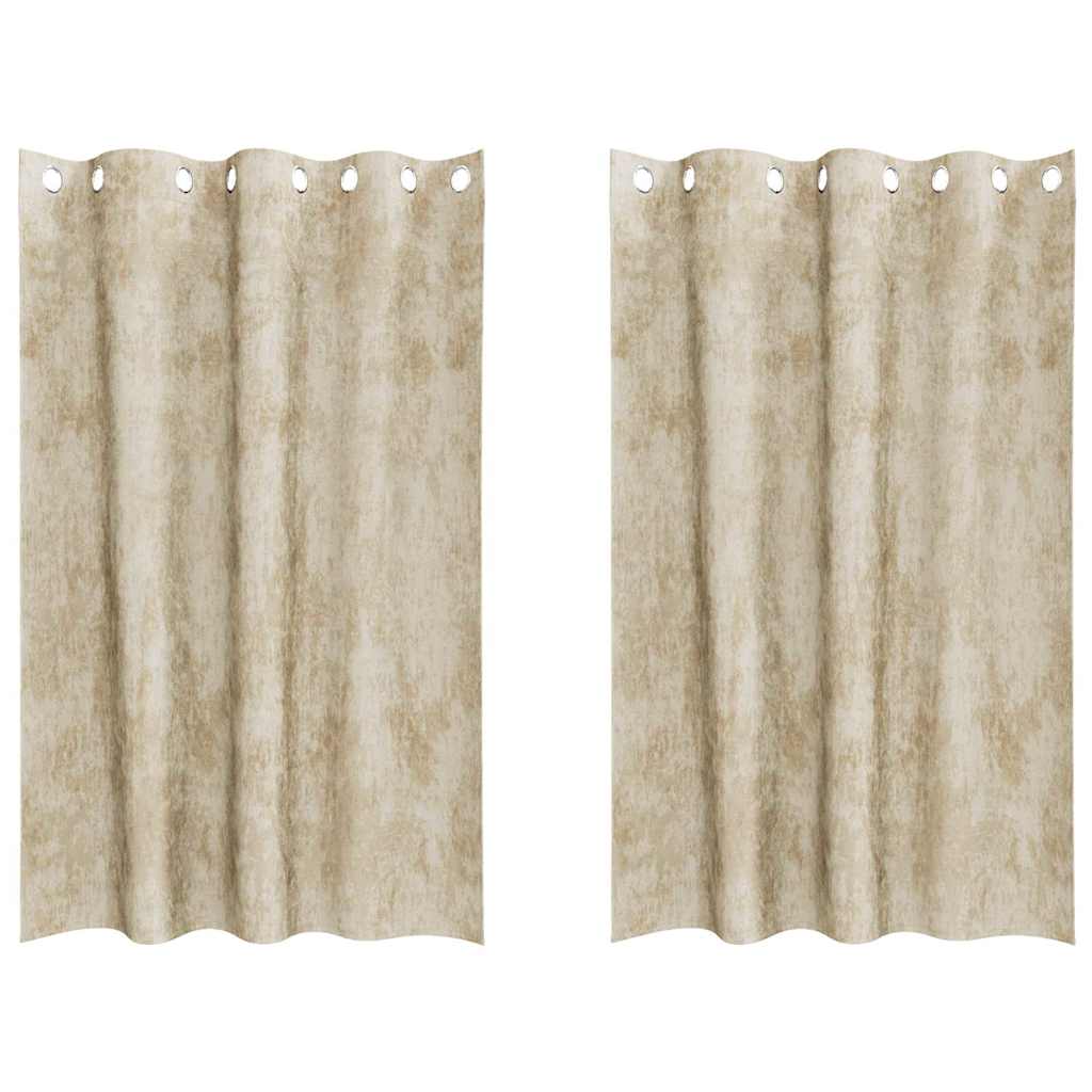 Samtvorhänge mit Vorhängen 2 pcs Creme 175 x 140 cm Samt
