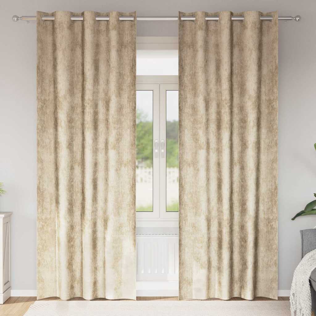 Samtvorhänge mit Vorhängen 2 pcs Creme 225 x 140 cm Samt