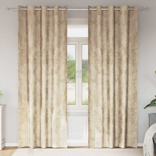 Samtvorhänge mit Vorhängen 2 pcs Creme 225 x 140 cm Samt