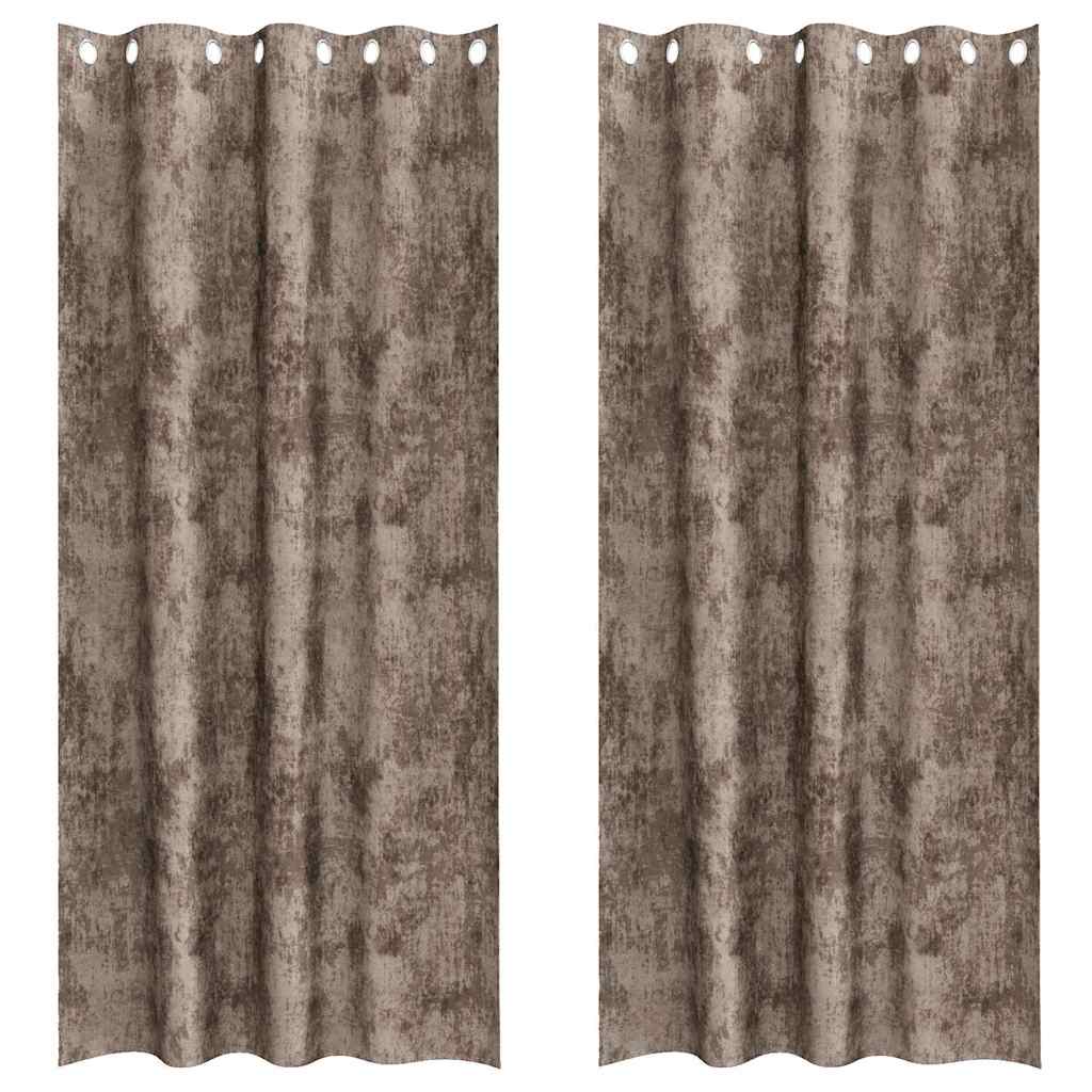 Samtvorhänge mit Vorhängen 2 pcs Cappuccino 225 x 140 cm Samt