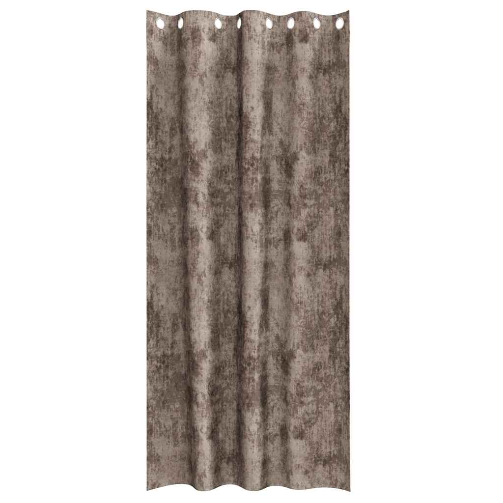 Velvet Curtains with Drapes, 2 pcs, Cappuccino, 245 x 140 cm, Velvet
