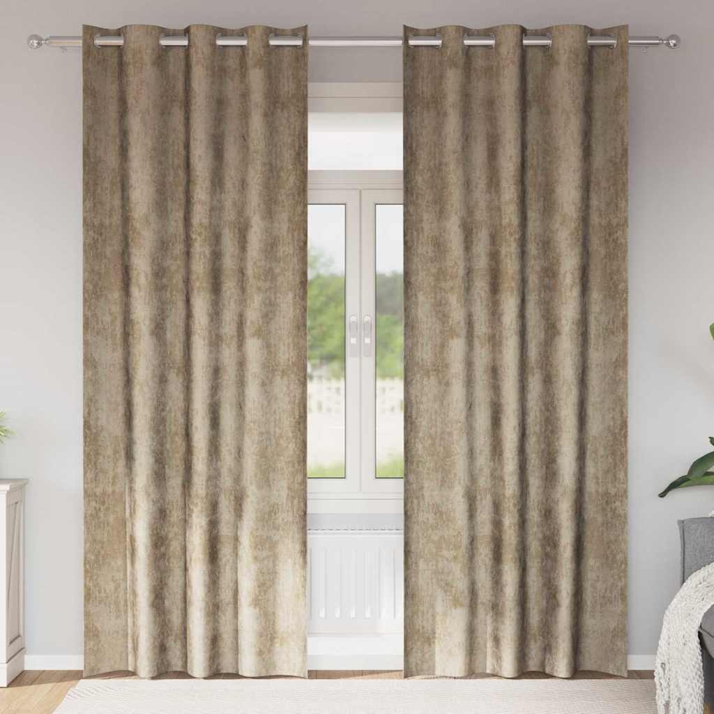 Rideaux en velours avec 2 rideaux champagne 225 x 140 cm velours