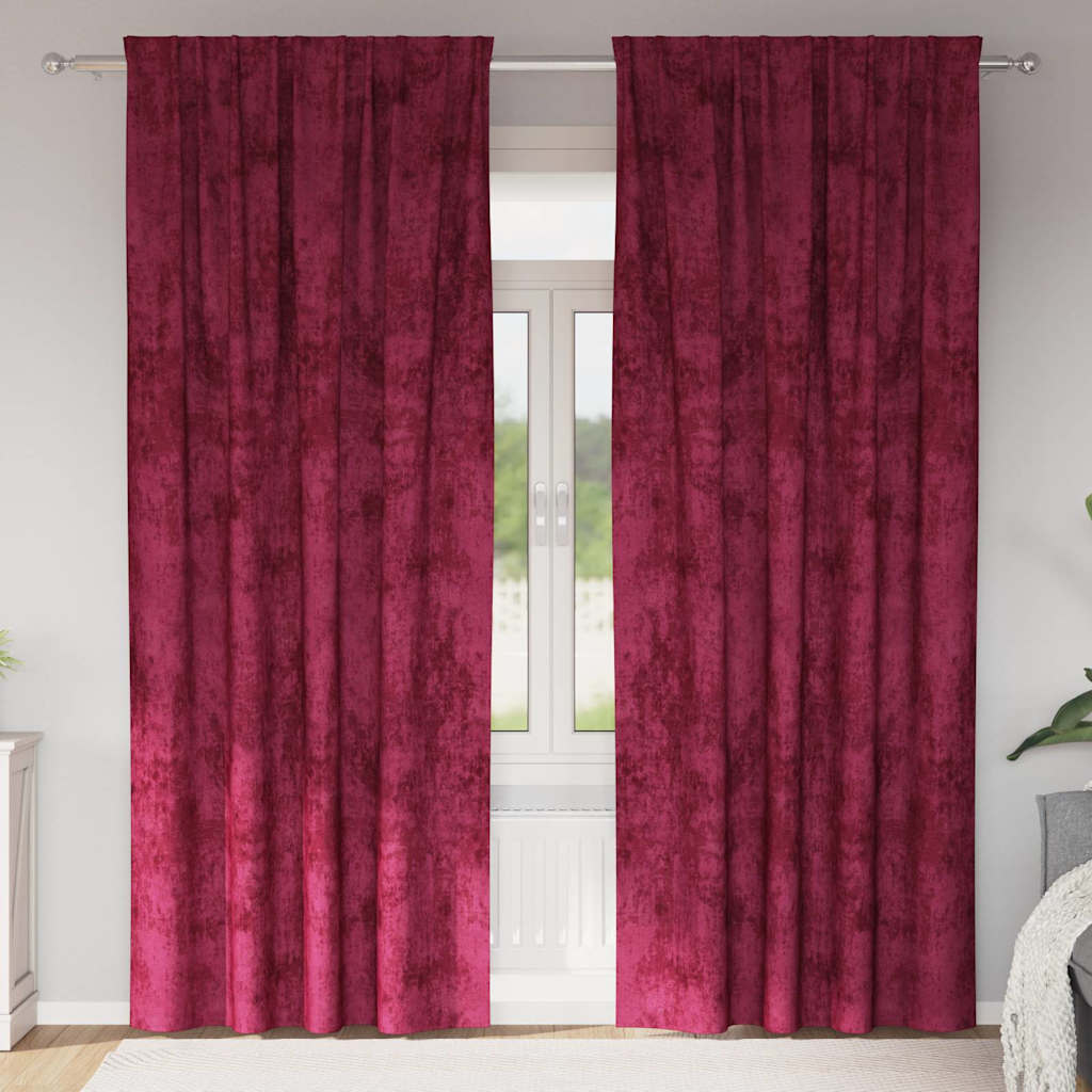 Rideaux en velours avec des rideaux 2 pcs Rouge vin 225 x 140 cm Velours