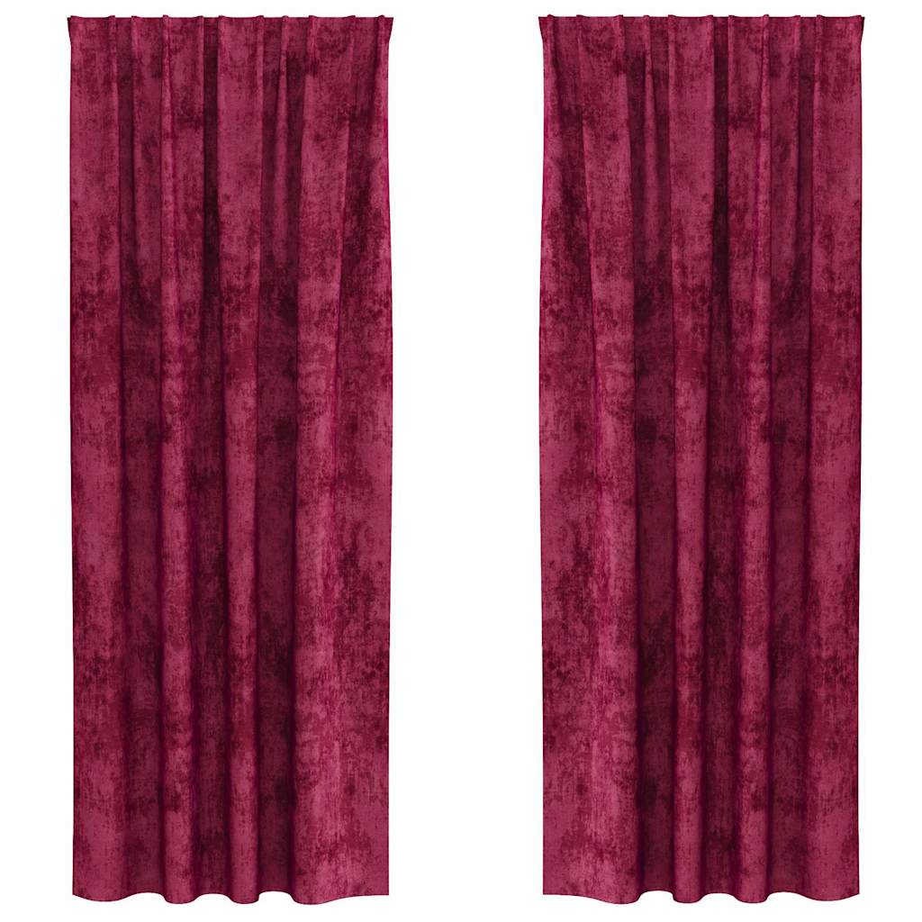 Rideaux en velours avec des rideaux 2 pcs Rouge vin 225 x 140 cm Velours