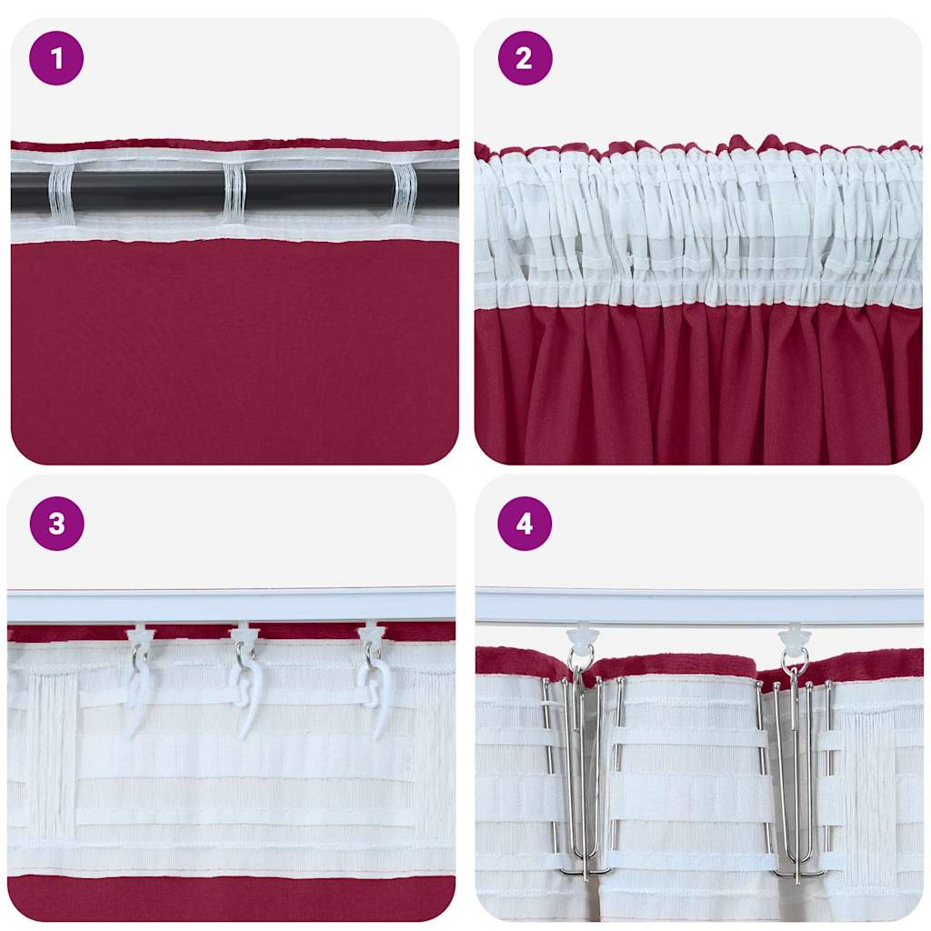 Samtvorhänge mit Vorhängen 2 pcs Weinrot 245 x 140 cm Samt