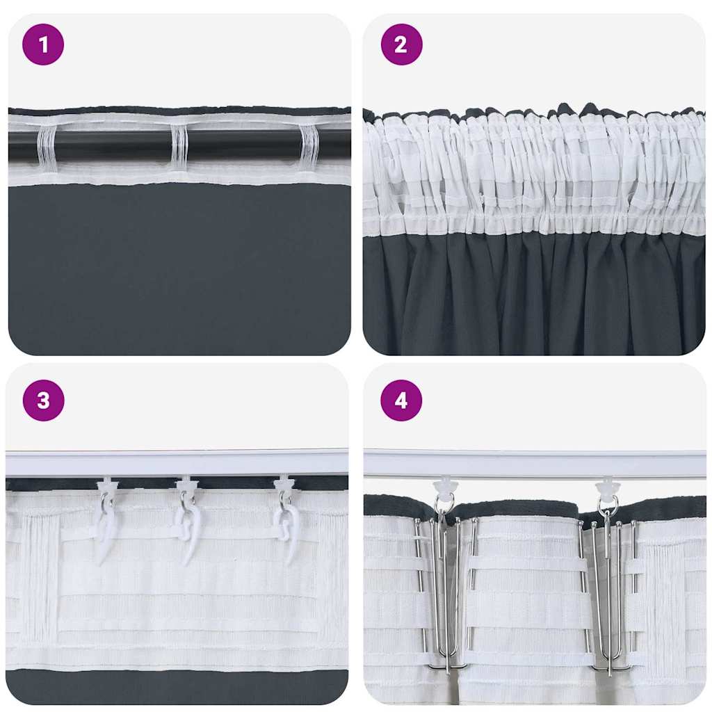 Rideaux en velours avec 2 rideaux gris argenté 140 x 140 cm Velours