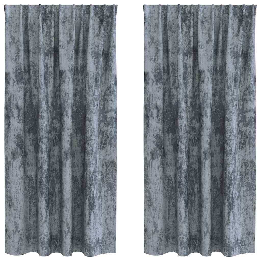 Rideaux en velours avec embrasses, 2 pièces, gris argenté, 175 x 140 cm, velours