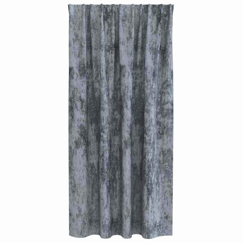 Rideaux en velours avec embrasses, 2 pièces, gris argenté, 175 x 140 cm, velours