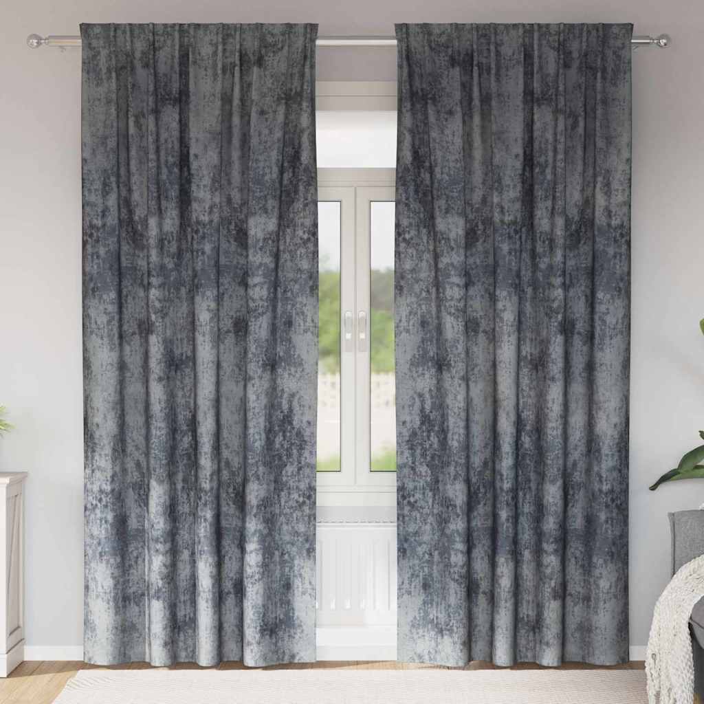 Samtvorhänge mit Vorhängen 2 pcs Silber Grau 225 x 140 cm Samt