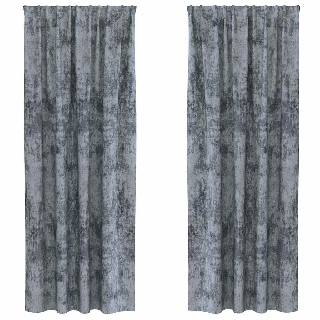 Samtvorhänge mit Vorhängen 2 pcs Silber Grau 245 x 140 cm Samt