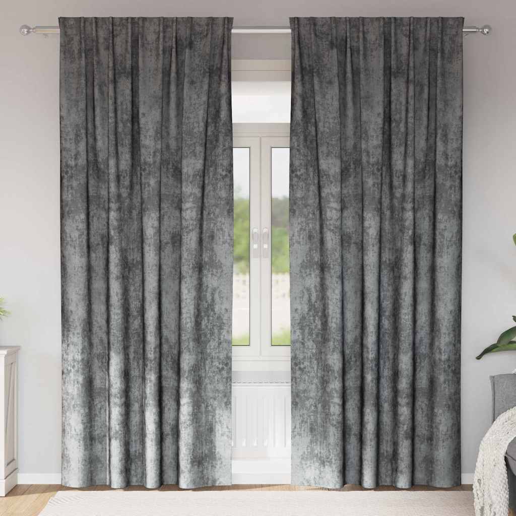 Samtvorhänge mit Vorhängen 2 pcs Grau 245 x 140 cm Samt
