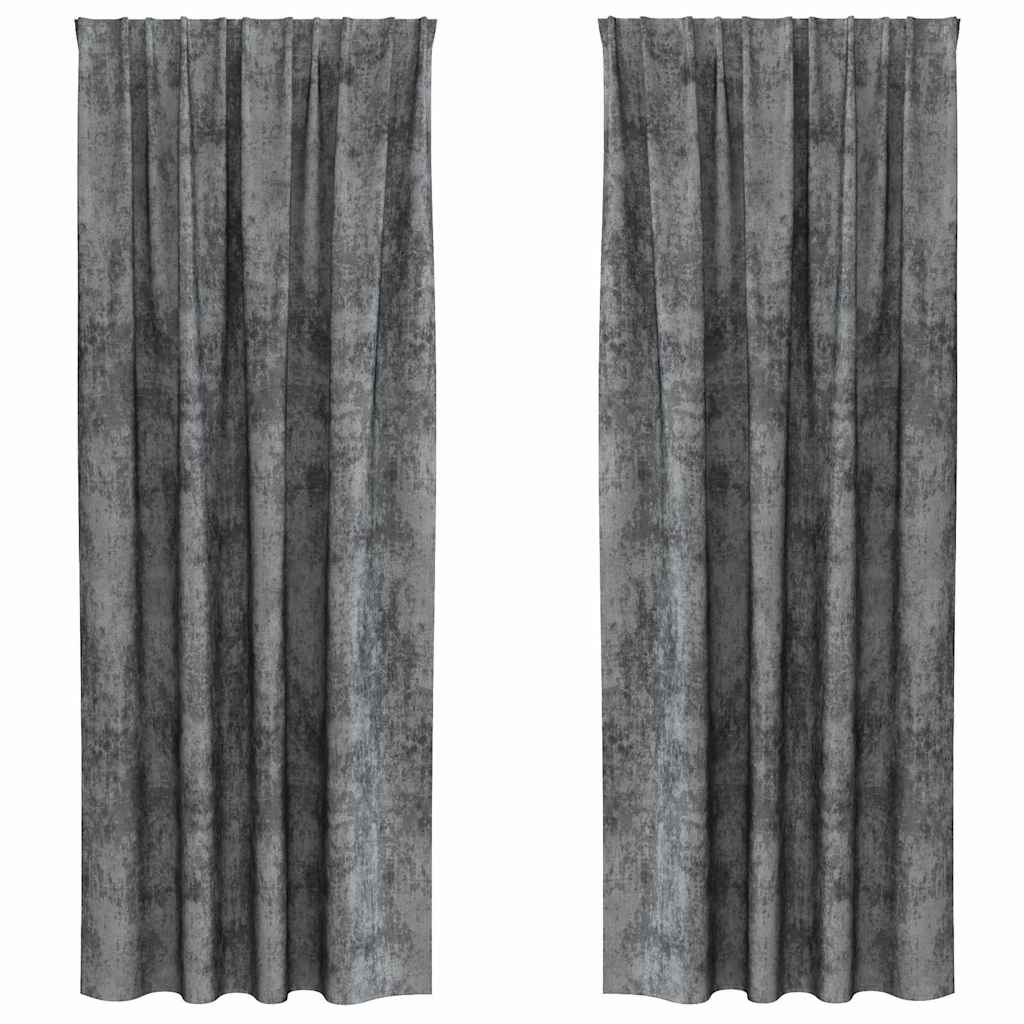 Samtvorhänge mit Vorhängen 2 pcs Grau 245 x 140 cm Samt