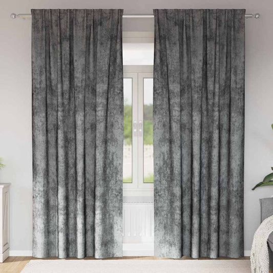 Samtvorhänge mit Vorhängen 2 pcs Grau 260 x 140 cm Samt