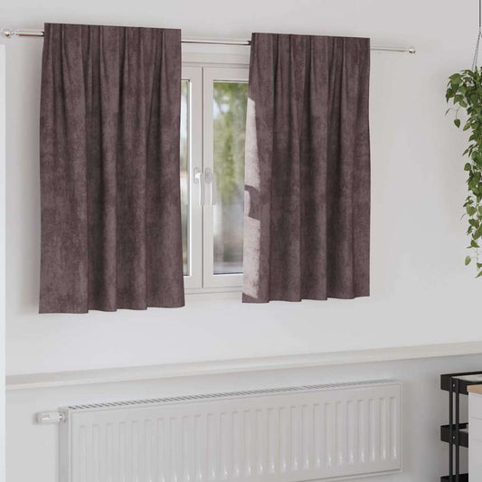 Samtvorhänge mit Vorhängen 2 pcs Braun 140 x 140 cm Samt
