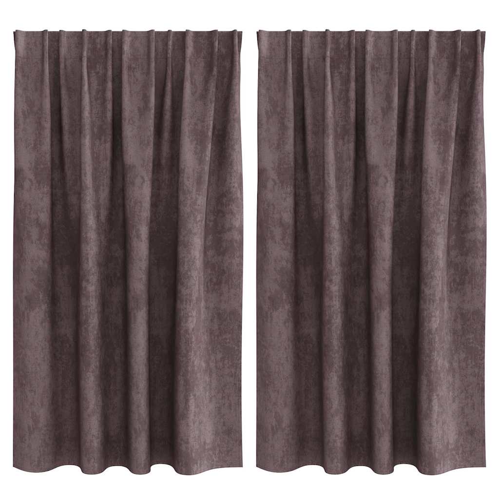 Samtvorhänge mit Vorhängen 2 pcs Braun 140 x 140 cm Samt