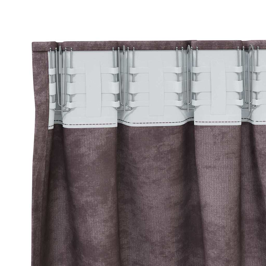 Rideaux en velours avec des rideaux 2 pcs marron 245 x 140 cm velours