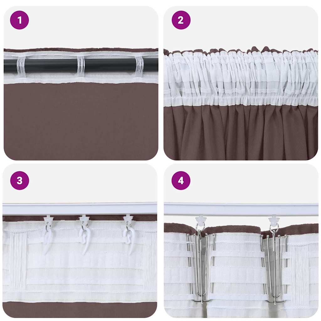 Rideaux en velours avec des rideaux 2 pcs marron 245 x 140 cm velours