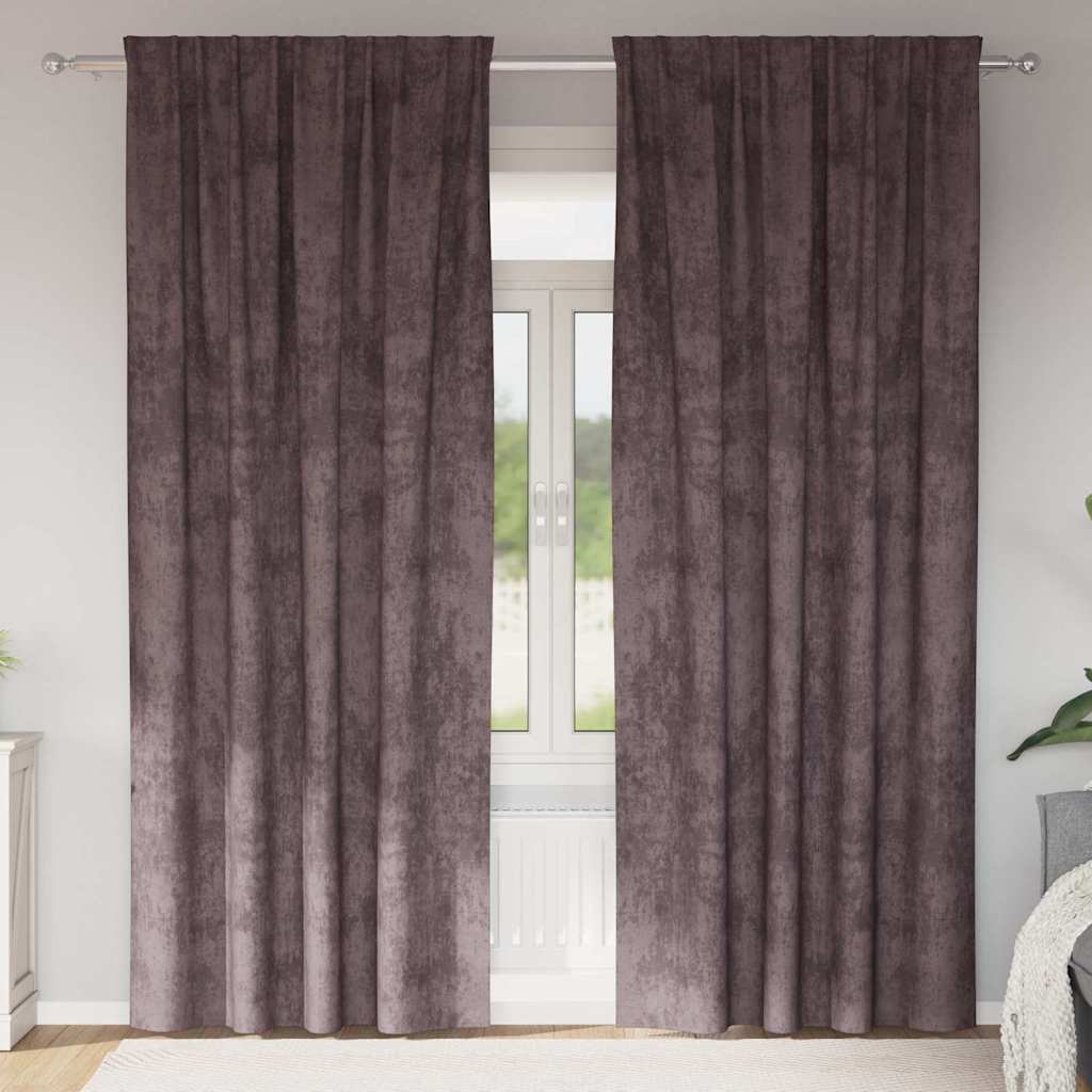 Rideaux en velours avec des rideaux 2 pcs marron 245 x 140 cm velours