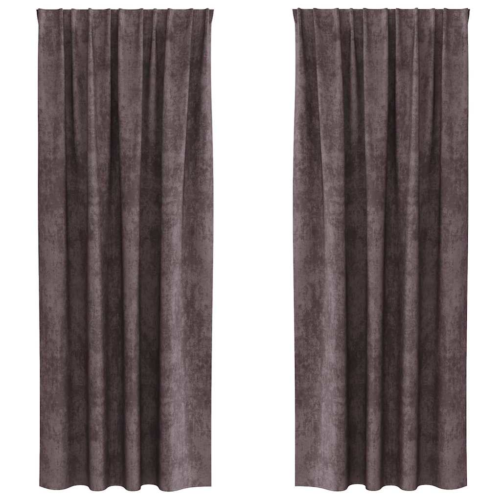 Rideaux en velours avec des rideaux 2 pcs marron 245 x 140 cm velours