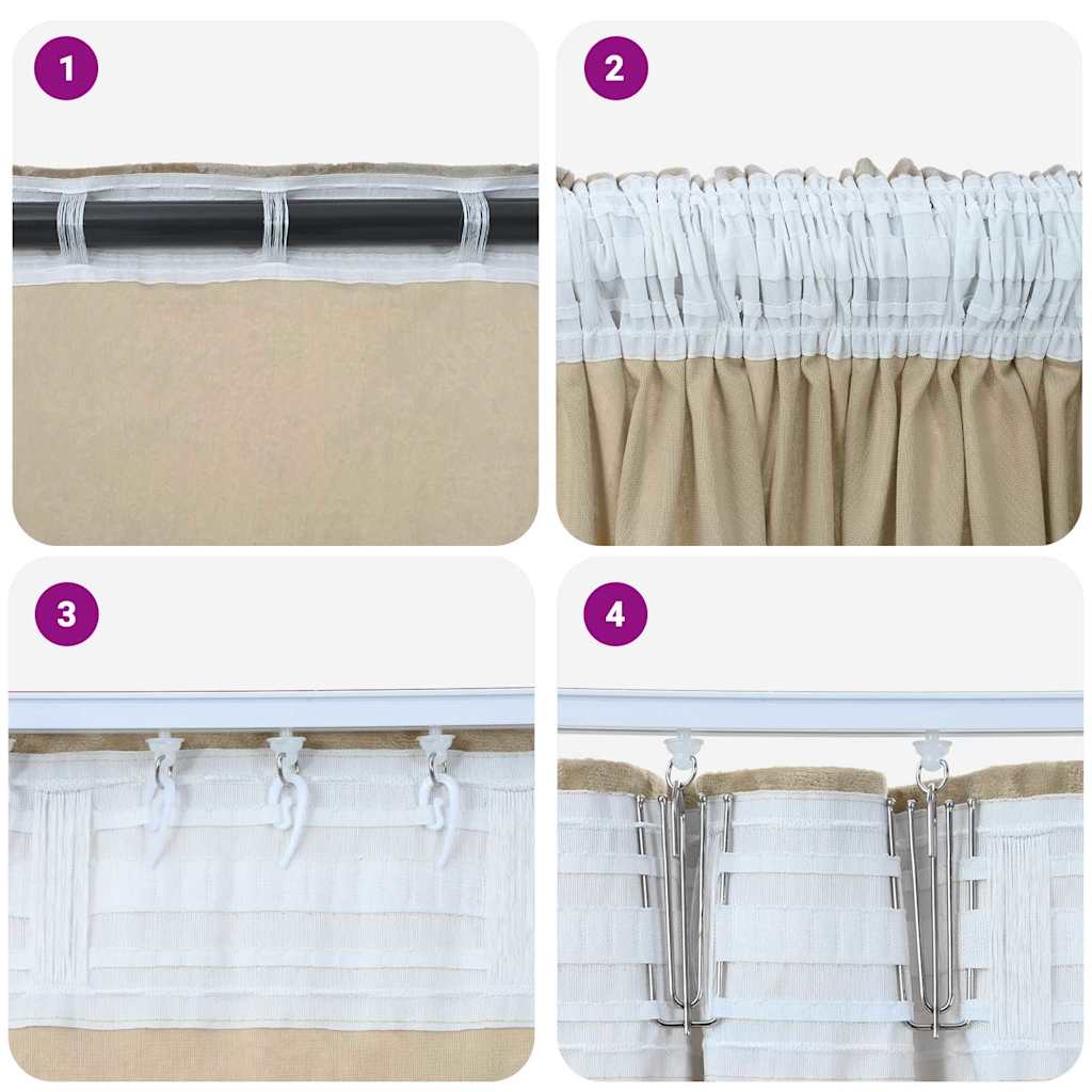 Samtvorhänge mit Vorhängen 2 pcs Creme 140 x 140 cm Samt