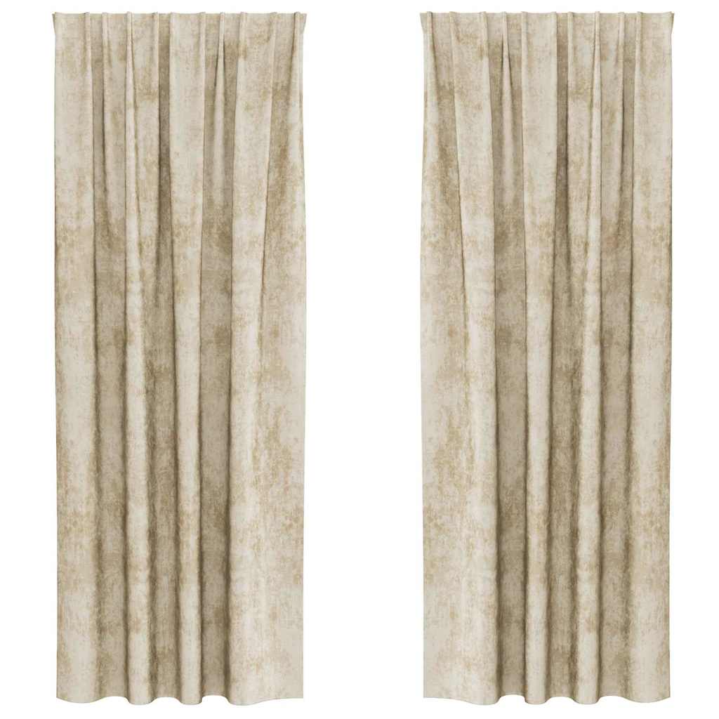 Rideaux en velours avec tentures 2 pcs Crème 225 x 140 cm Velours