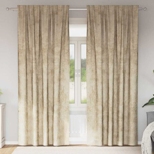 Samtvorhänge mit Vorhängen 2 pcs Creme 260 x 140 cm Samt