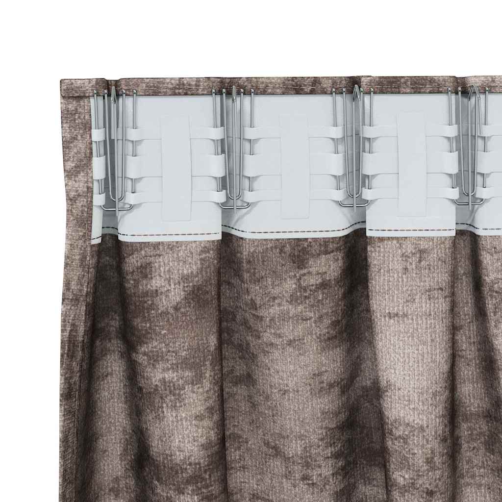 Rideaux en velours avec embrasses 2 pièces Cappuccino 140 x 140 cm Velours