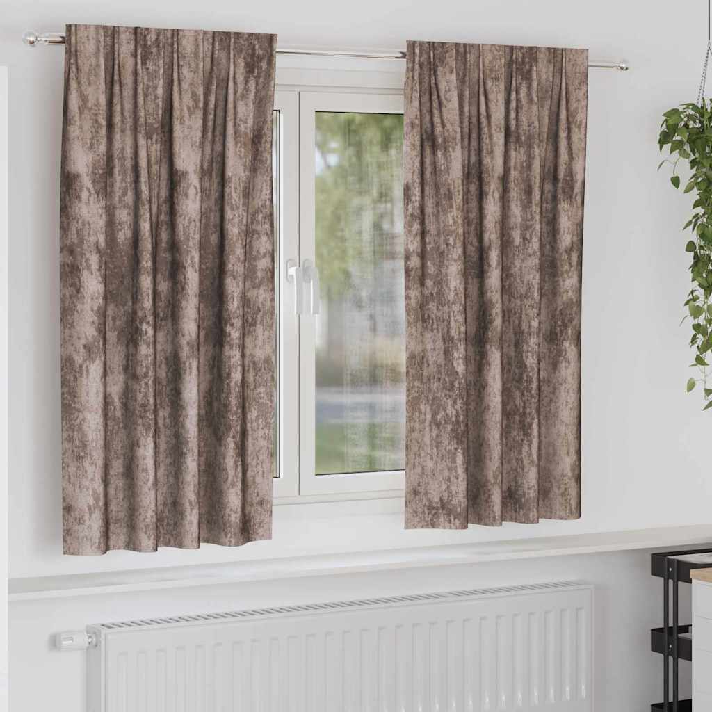 Rideaux en velours avec 2 rideaux cappuccino 175 x 140 cm velours