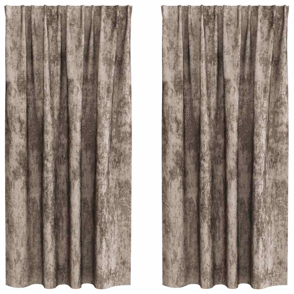Rideaux en velours avec 2 rideaux cappuccino 175 x 140 cm velours