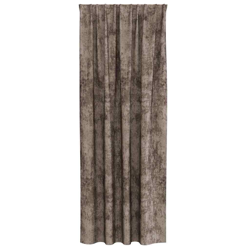 Velvet Curtains with Drapes, 2 pcs, Cappuccino, 245 x 140 cm, Velvet