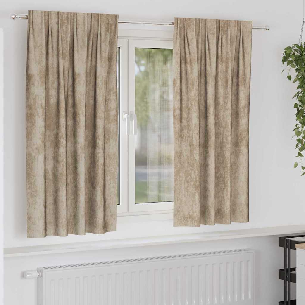 Rideaux en velours avec rideaux 2 pcs Champagne 175 x 140 cm Velours