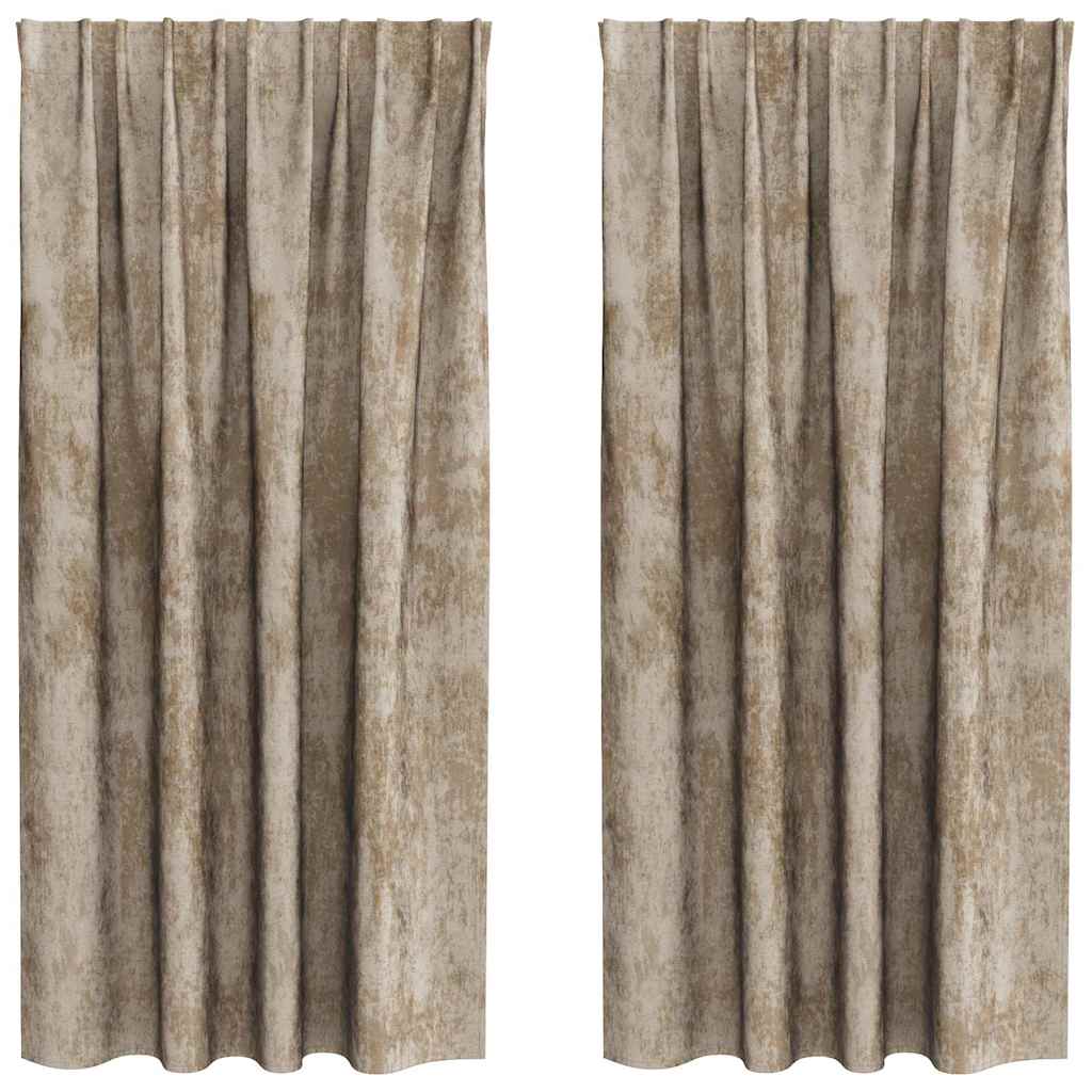 Rideaux en velours avec rideaux 2 pcs Champagne 175 x 140 cm Velours