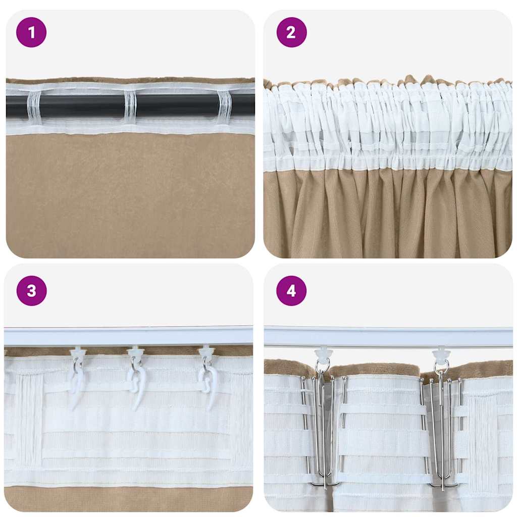 Rideaux en velours avec embrasses 2 pcs Champagne 260 x 140 cm Velours