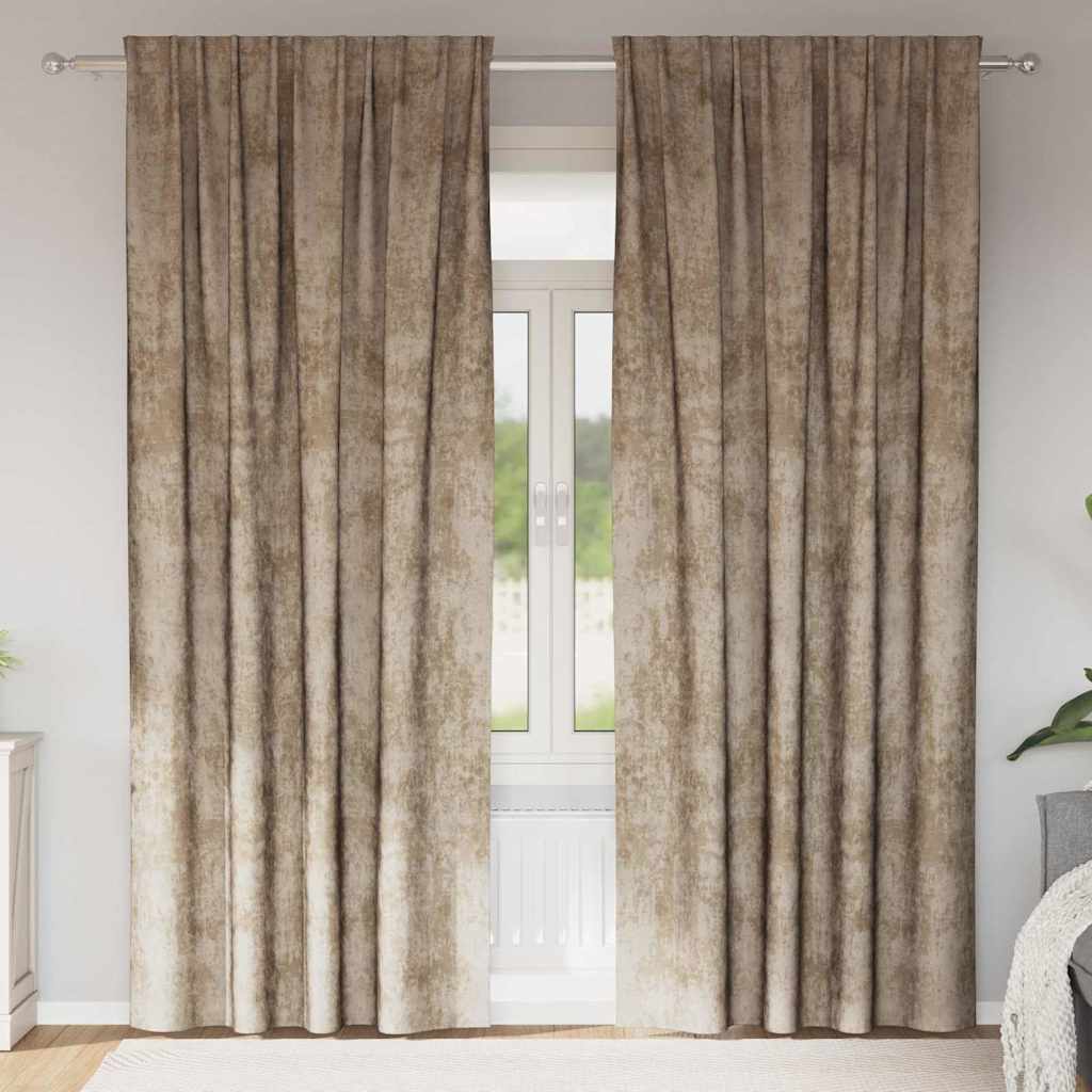 Rideaux en velours avec embrasses 2 pcs Champagne 260 x 140 cm Velours
