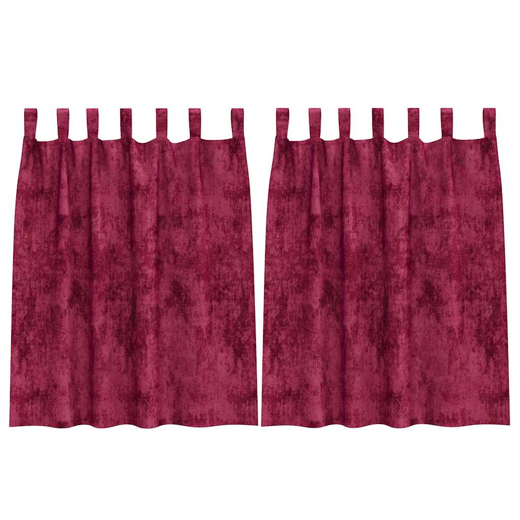Rideaux en velours avec 2 rideaux velours Rouge Bordeau 140 x 140 cm