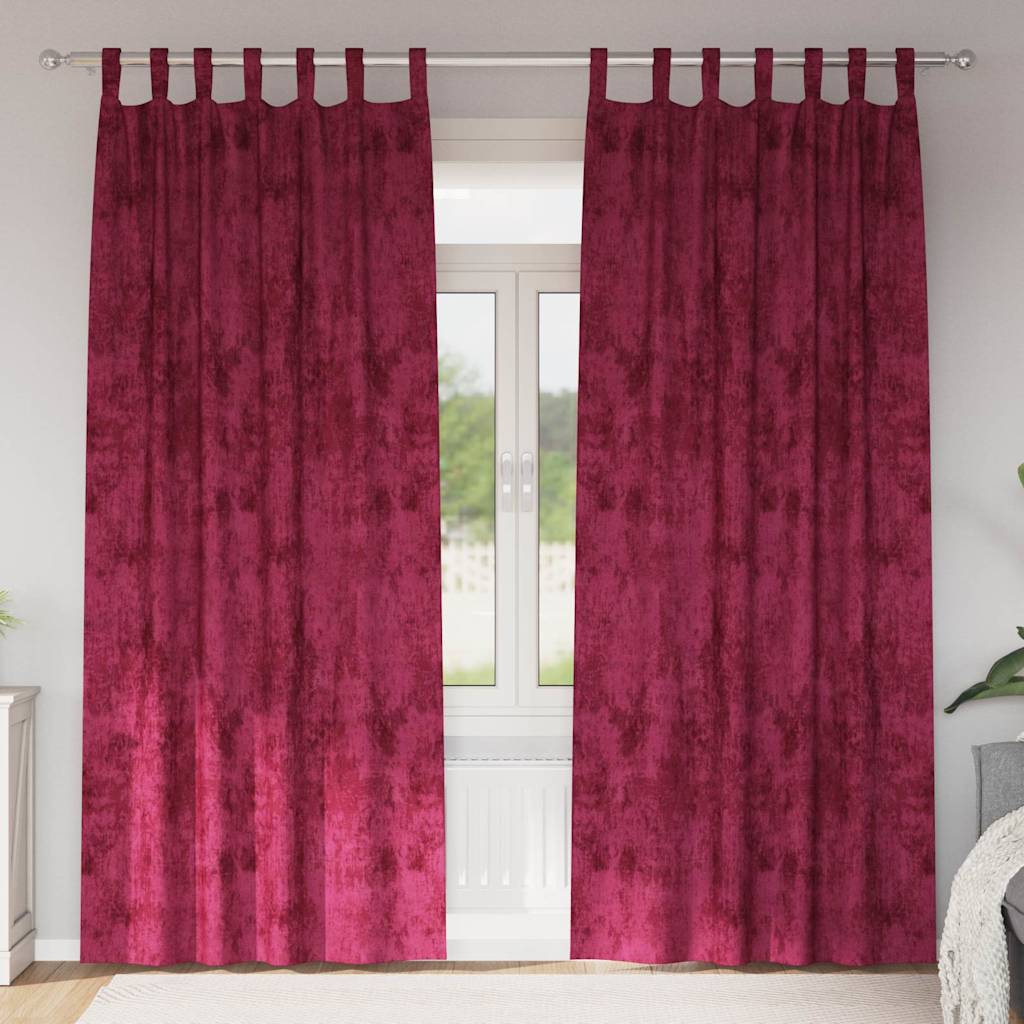 Rideaux en velours avec des rideaux 2 pcs Rouge vin 225 x 140 cm Velours