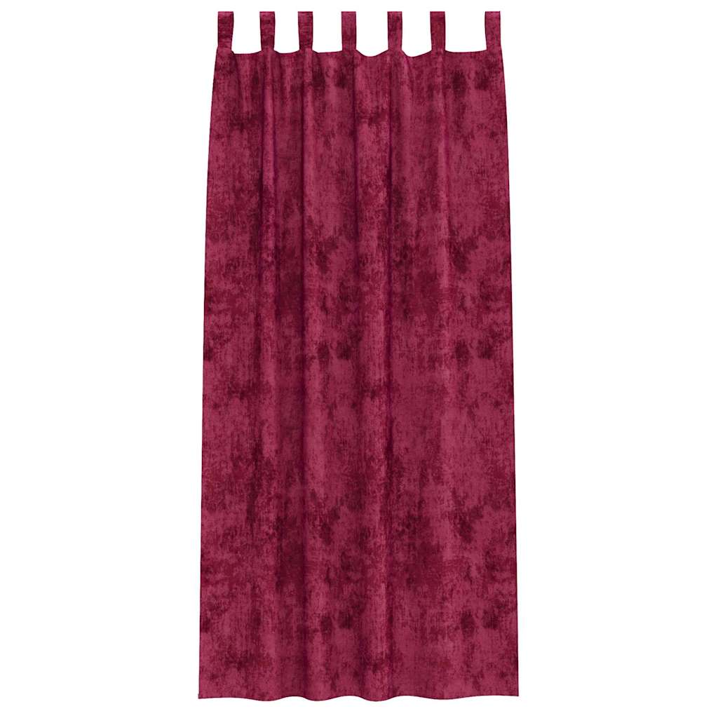 Rideaux en velours avec des rideaux 2 pcs Rouge vin 225 x 140 cm Velours