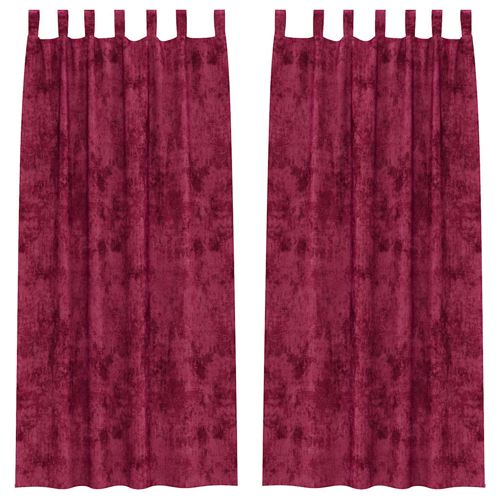 Samtvorhänge mit Vorhängen 2 pcs Weinrot 245 x 140 cm Samt