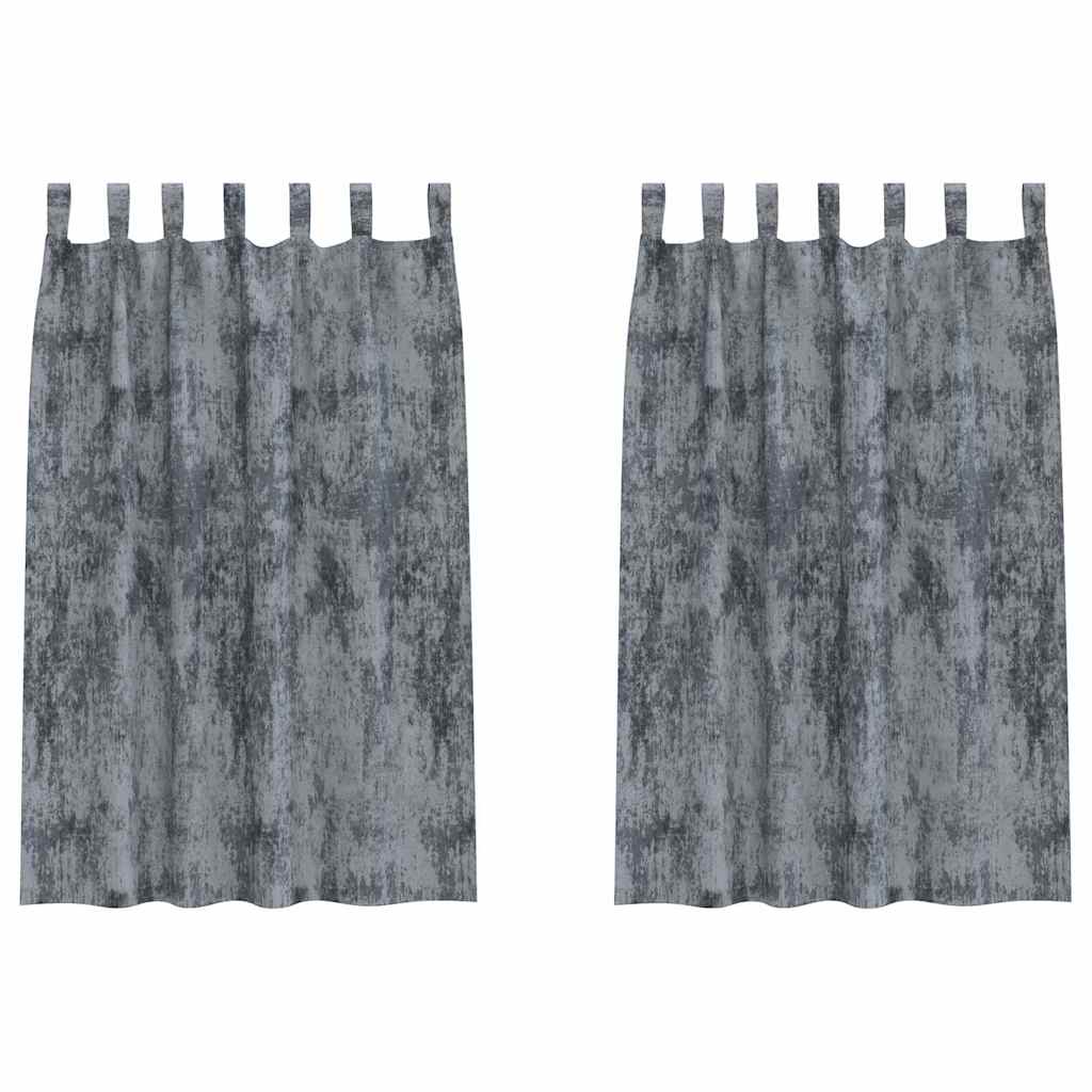 Samtvorhänge mit Vorhängen 2 pcs Silber Grau 175 x 140 cm Samt